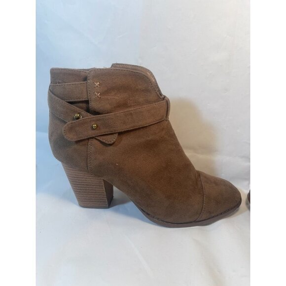 CHARLOTTE Russe Khaki Women's Ankle Faux Suede Boots Size 9 Side Zipper - Picture 14 of 14